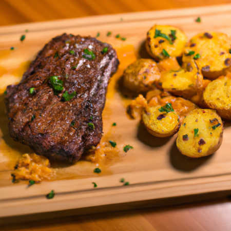 Bife de Chorizo na Manteiga com Batatas Assadas