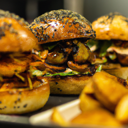 Hambúrgueres gourmet com todos os acompanhamentos