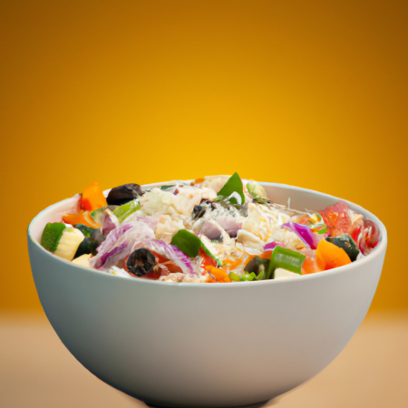 Uma tigela de salada colorida e apetitosa