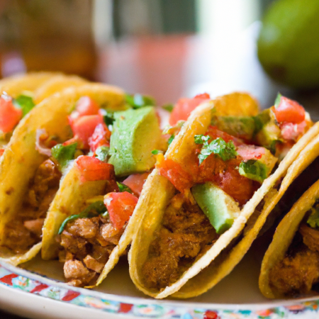 Tacos mexicanos autênticos servidos em um prato decorado