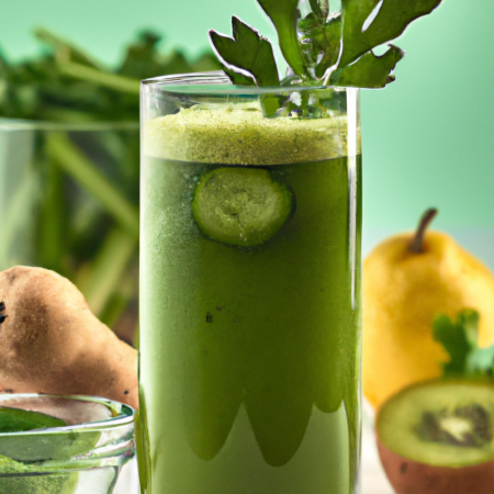 Suco detox em um copo com canudo