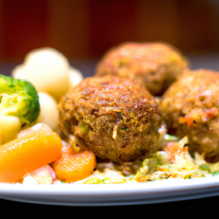 Almôndegas de legumes com repolho e batatas