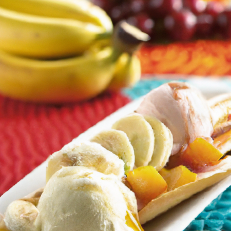Banana split com sorbet caseiro de frutas
