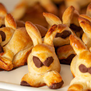 Coelhinhos da Páscoa de Massa Folhada com Creme de Chocolate