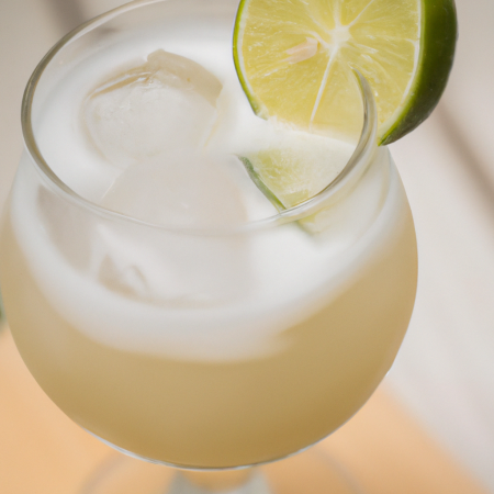 Limonada Brasileira em um copo com gelo e uma fatia de limão