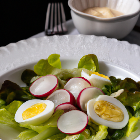 Salada de ovos com rabanetes e creme de alface