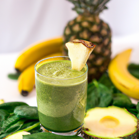 Smoothie Cremoso de Espinafre com Abacaxi, Banana e Abacate